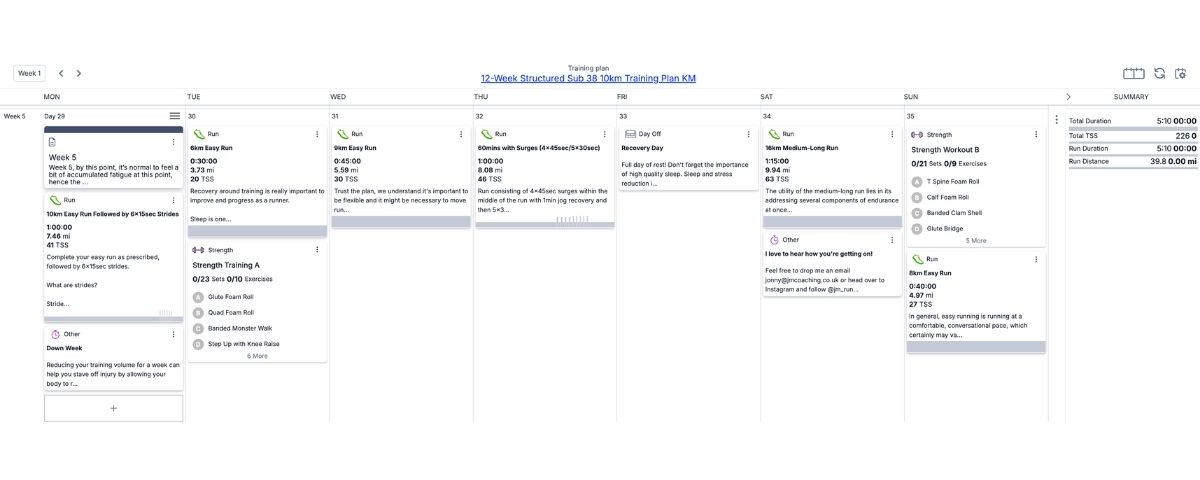 12-week Sub-38 10K plan