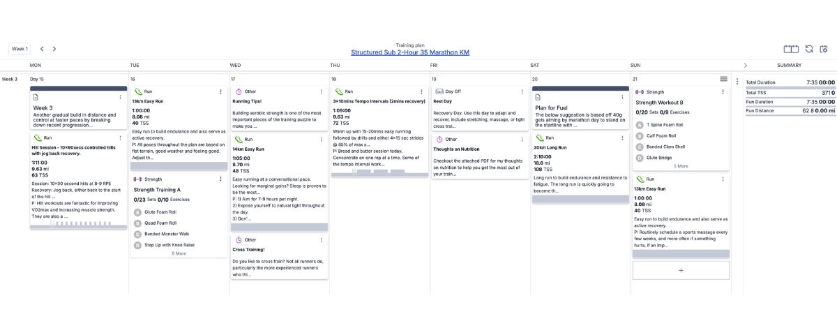 Structured Sub 2:35 Marathon plan